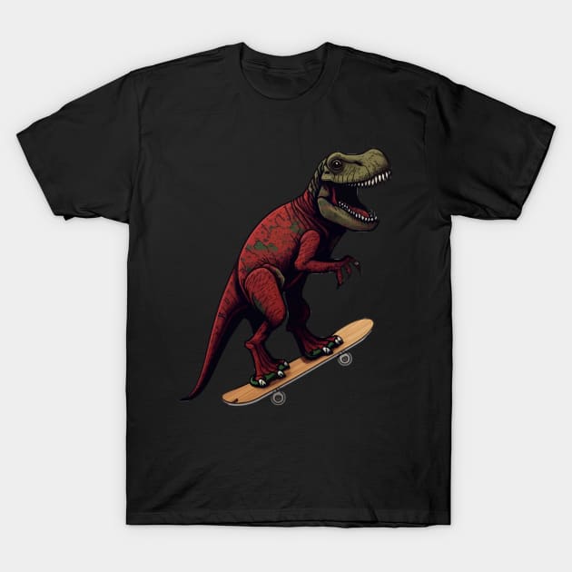 dinosaur skating Trex T-Shirt by K3rst